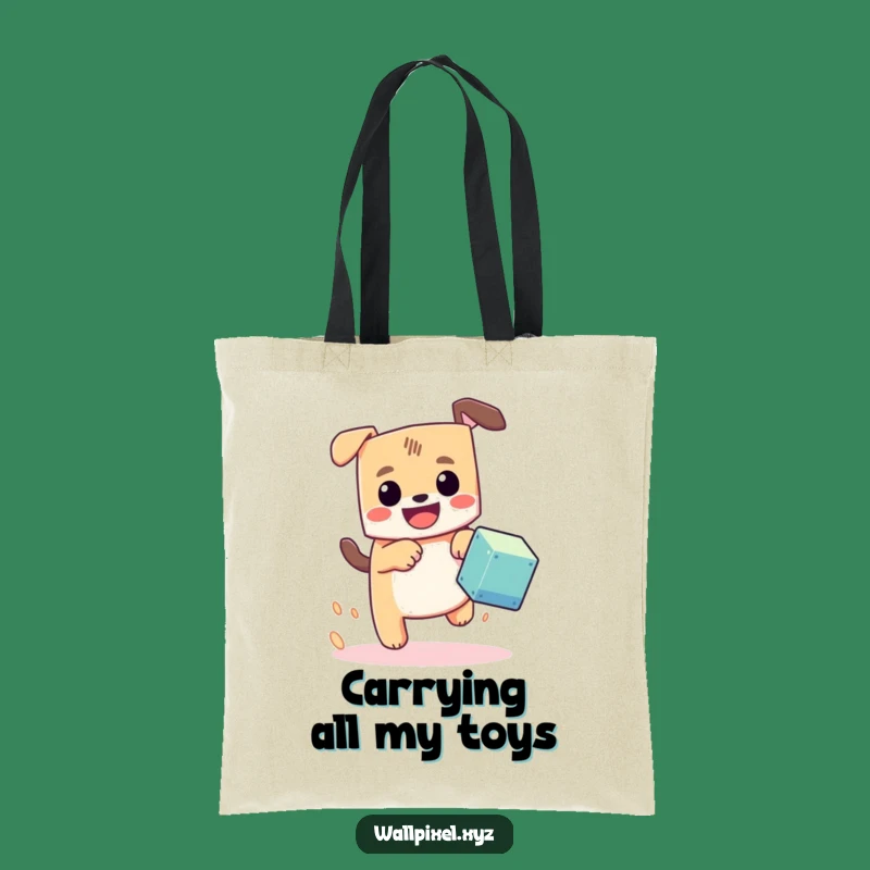 Funny Pixel Dog Chase Tote Bag: Carry Your Game, Retro Dog Style
