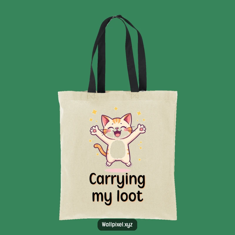 Funny Pixel Cat Leap Tote Bag: Carry Your Game, Retro Style
