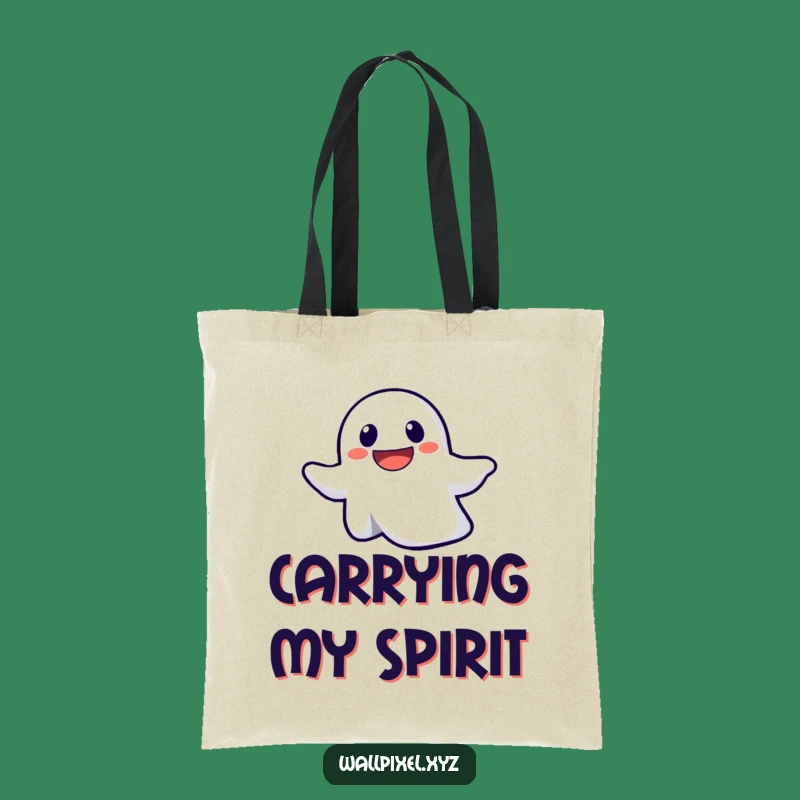 Funny Pixel Ghost Ascending Tote Bag: Spooky Chic Carryall, Perfect Comedic Accessory