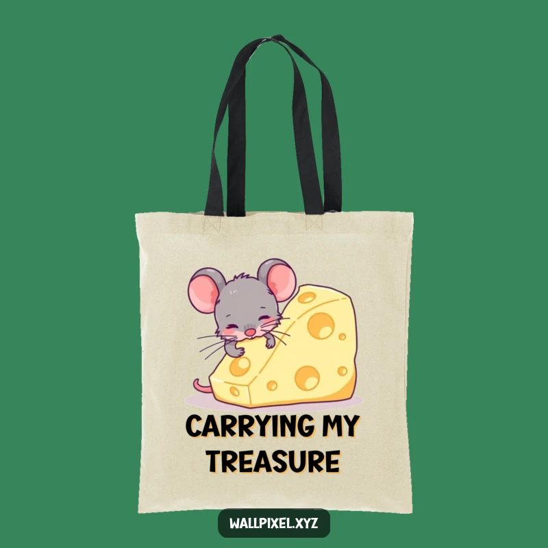 Funny Pixel Mouse & Cheese Tote Bag - Carry Your Essentials with Humor